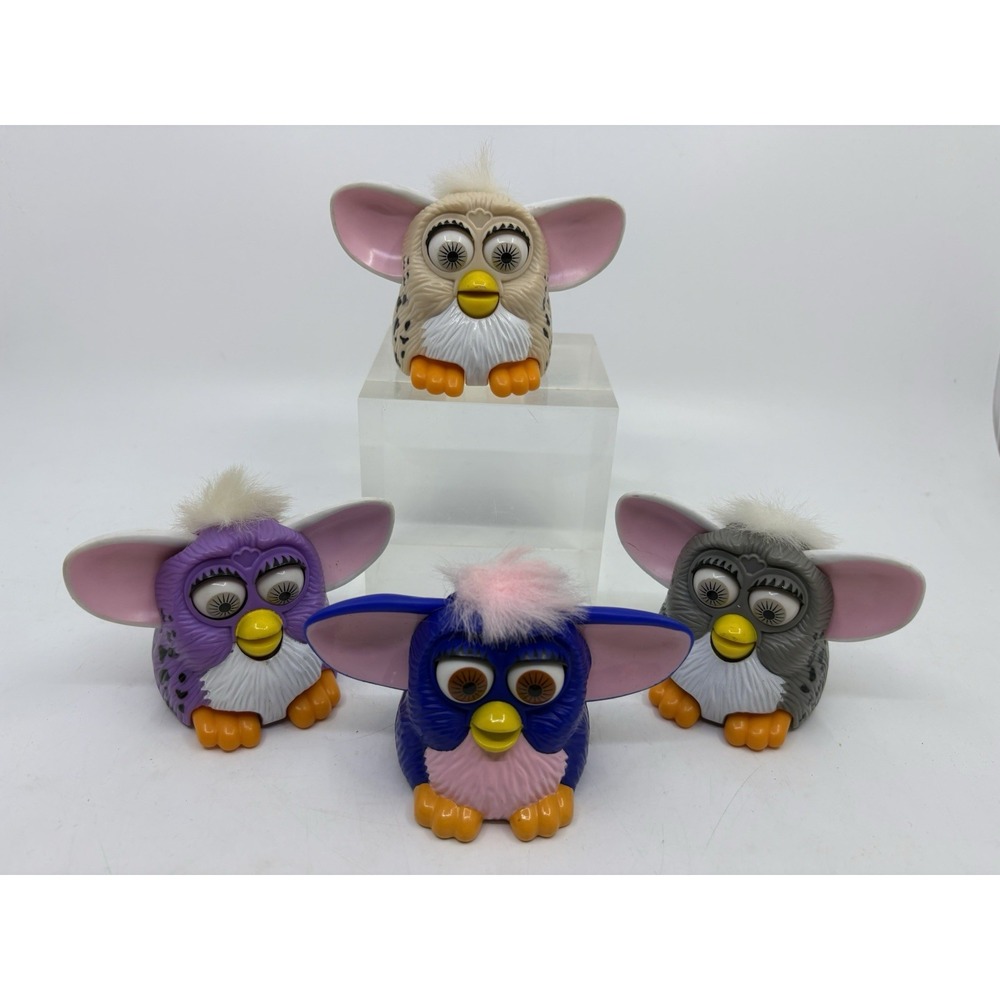Lot of  (4) Vintage Furby McDonald's Happy Meal Toys 1998 Tiger Cheetah